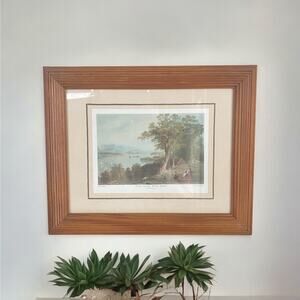 VTG Framed Art Print View From Hyde Park Hudson River William Henry Bartlett